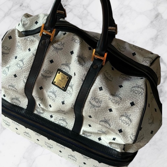 RARE MCM Trunk Travel Weekender Bag West Germany Unisex BLACK & WHITE FABULOUS - Picture 3 of 15